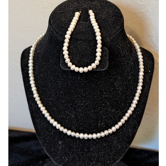 10K Yellow Gold JCM Jacmel Mauritius Freshwater Pearl Necklace and Bracelet Set - Picture 1 of 12